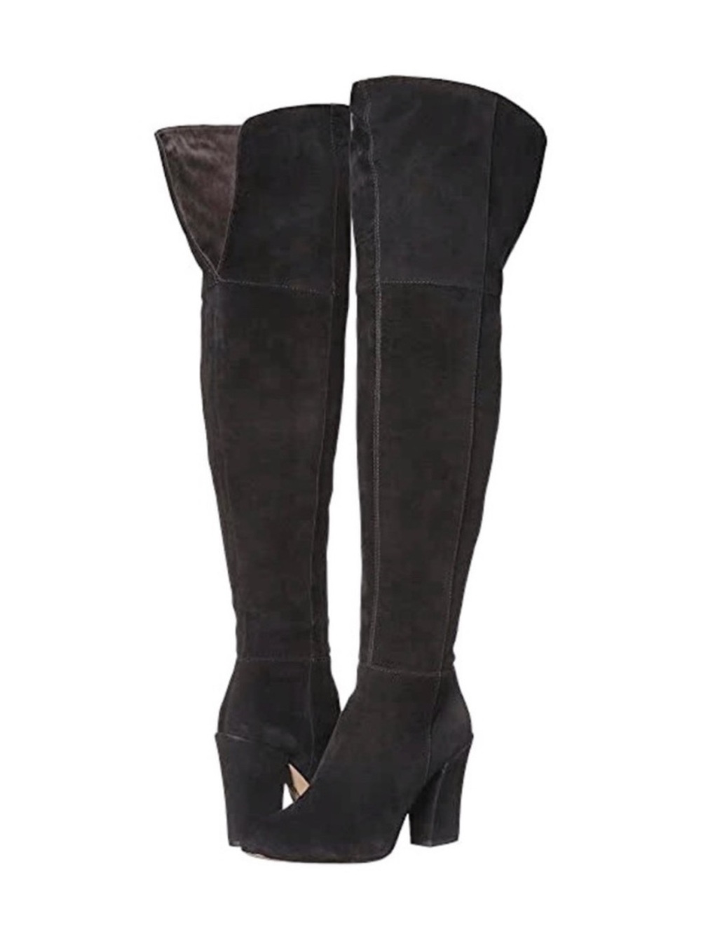 Louise et Cie | Black Suede Vernon Over the Knee Block Heel Almond Toe Boots